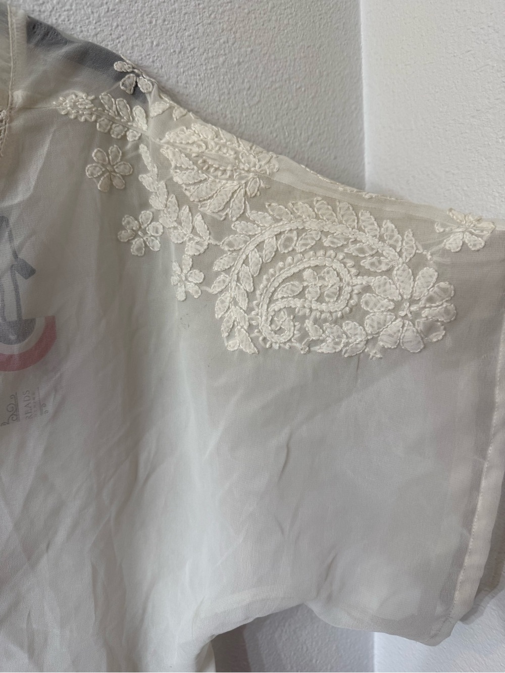 Young Threads Sheer Tunic Top, Cream Colored, S/M - Picture 5 of 7